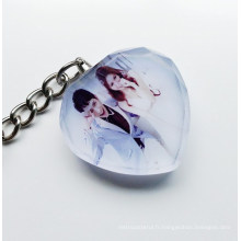 Cadeaux de mariage de Keychain de photo de cristal de faveur de mariage keychain de cristal de laser de 2015.3D